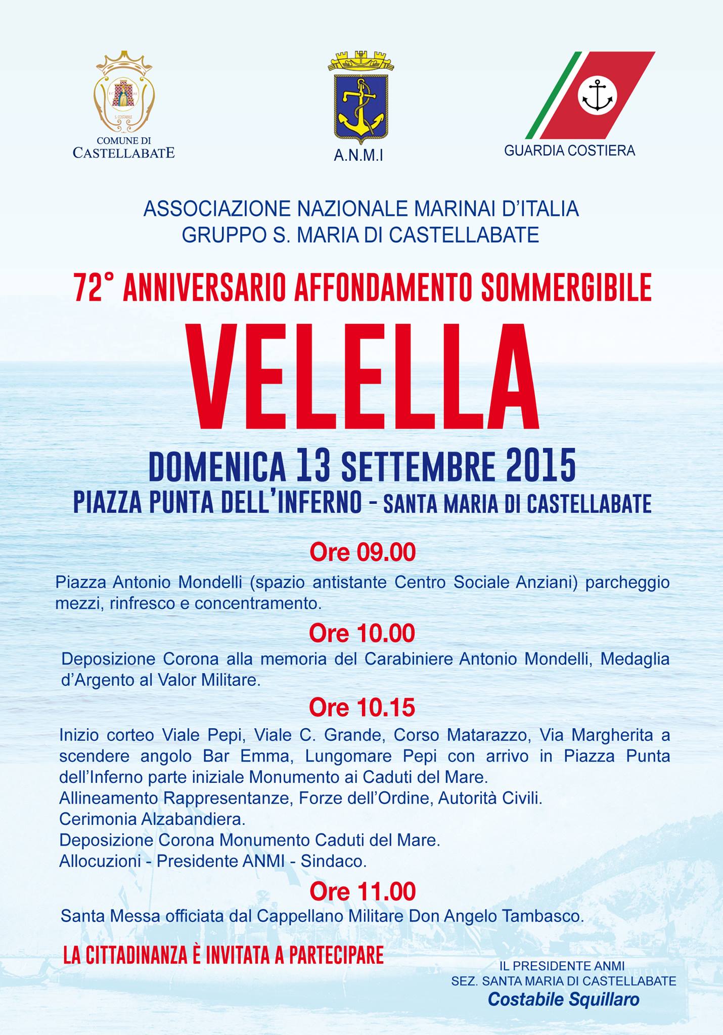 Anniversario affondamento Velella 2015 Castellabate